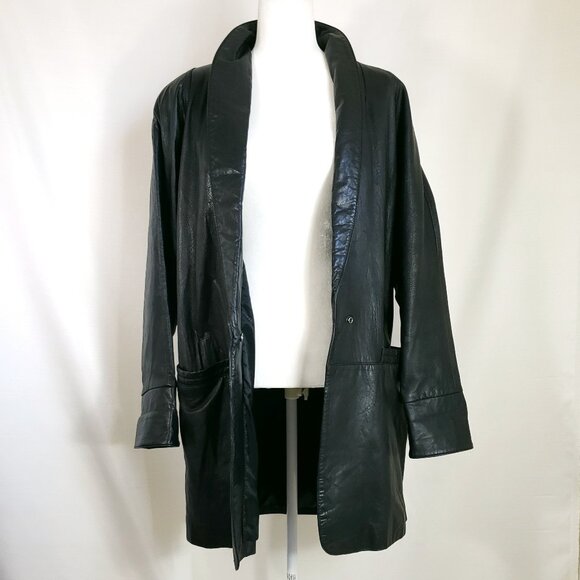 Vintage Wilsons 100% Genuine Leather Long Jacket Womens Size Medium 80s 90s - Picture 7 of 9